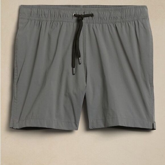 Onia Gray Swim Trunks with Black Drawstring and Comfortable Fit - Picture 1 of 14